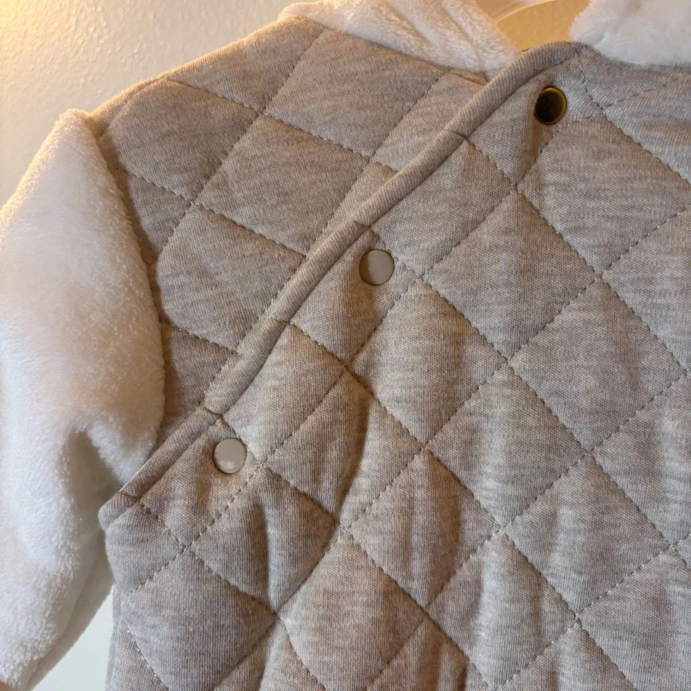 First Wish‎ Baby Quilted Pram Suit Hooded Oatmeal Cream 3-6M NWT